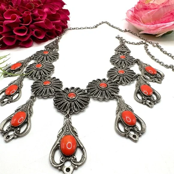 VINTAGE⚜️SOUVENIR DU MAROC Enameled Baroque Necklace - Picture 4 of 7